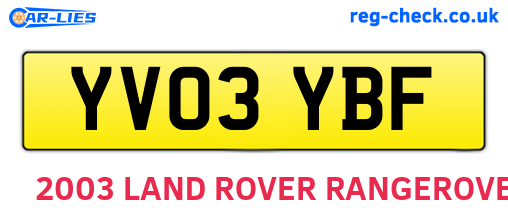 YV03YBF are the vehicle registration plates.