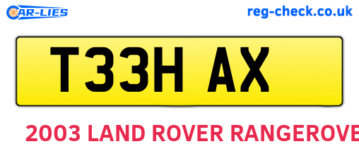T33HAX are the vehicle registration plates.
