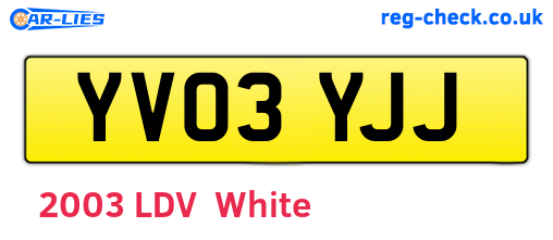YV03YJJ are the vehicle registration plates.