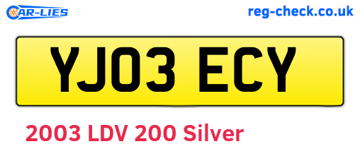 YJ03ECY are the vehicle registration plates.