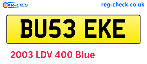 BU53EKE are the vehicle registration plates.