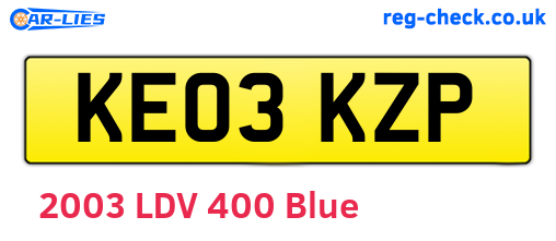 KE03KZP are the vehicle registration plates.