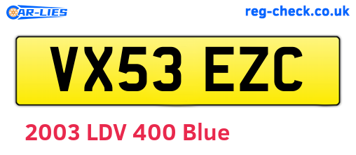 VX53EZC are the vehicle registration plates.