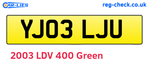 YJ03LJU are the vehicle registration plates.