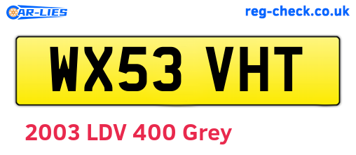 WX53VHT are the vehicle registration plates.