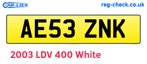 AE53ZNK are the vehicle registration plates.