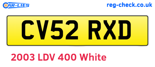 CV52RXD are the vehicle registration plates.
