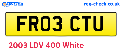 FR03CTU are the vehicle registration plates.