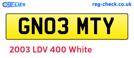 GN03MTY are the vehicle registration plates.