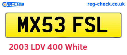 MX53FSL are the vehicle registration plates.