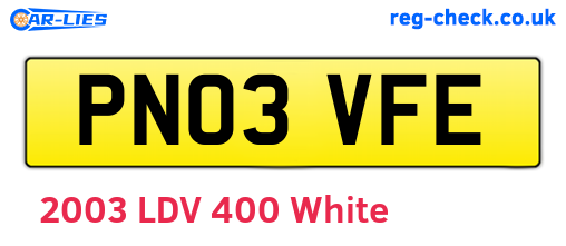 PN03VFE are the vehicle registration plates.