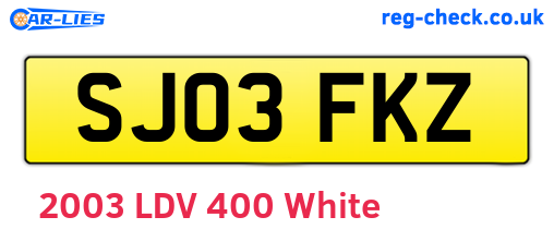 SJ03FKZ are the vehicle registration plates.
