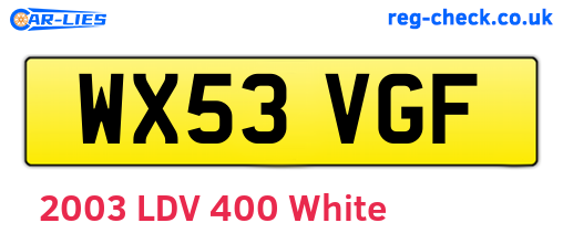 WX53VGF are the vehicle registration plates.