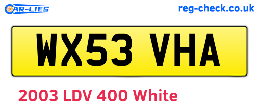 WX53VHA are the vehicle registration plates.