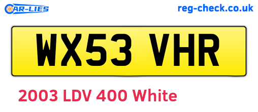 WX53VHR are the vehicle registration plates.