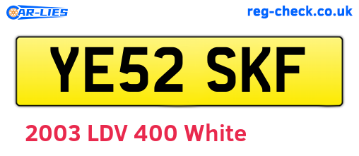 YE52SKF are the vehicle registration plates.