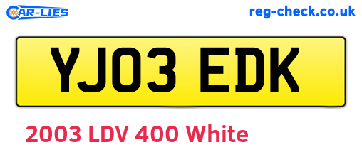 YJ03EDK are the vehicle registration plates.