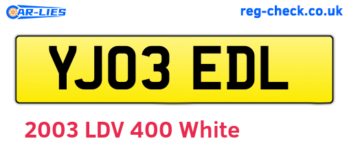 YJ03EDL are the vehicle registration plates.