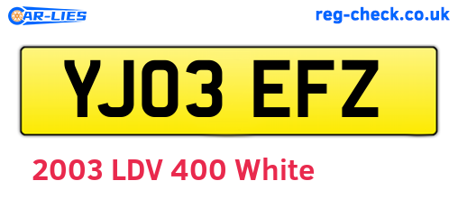 YJ03EFZ are the vehicle registration plates.