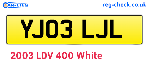 YJ03LJL are the vehicle registration plates.