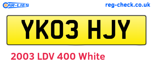 YK03HJY are the vehicle registration plates.