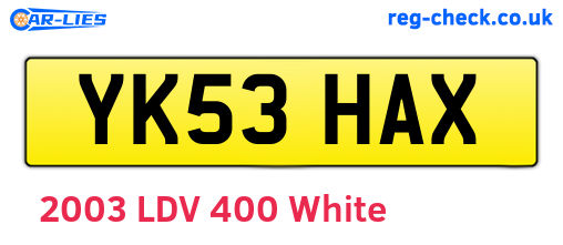 YK53HAX are the vehicle registration plates.