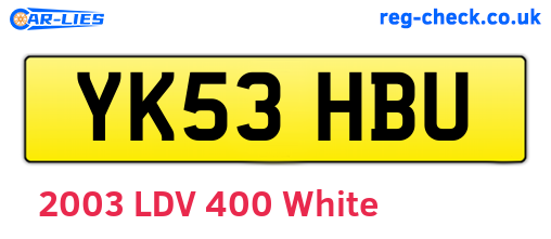 YK53HBU are the vehicle registration plates.