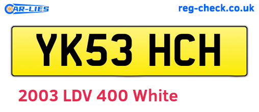 YK53HCH are the vehicle registration plates.