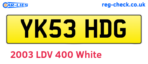 YK53HDG are the vehicle registration plates.