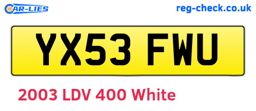 YX53FWU are the vehicle registration plates.