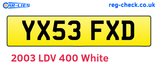 YX53FXD are the vehicle registration plates.