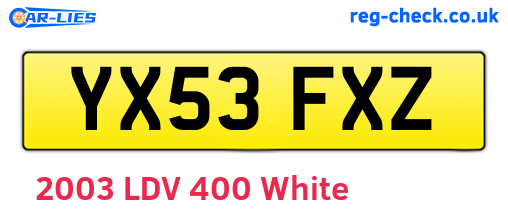 YX53FXZ are the vehicle registration plates.
