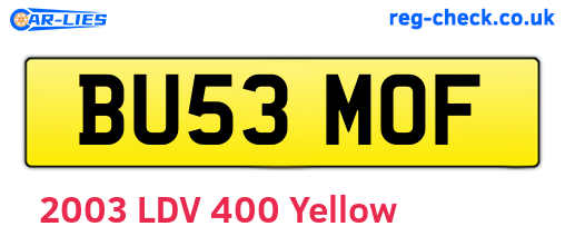 BU53MOF are the vehicle registration plates.