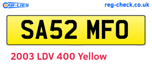 SA52MFO are the vehicle registration plates.