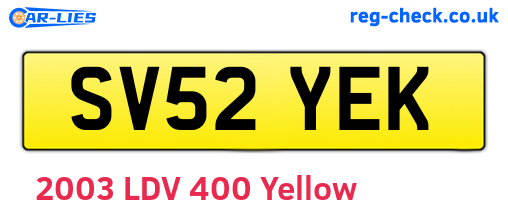 SV52YEK are the vehicle registration plates.