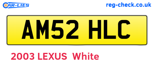 AM52HLC are the vehicle registration plates.