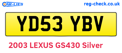 YD53YBV are the vehicle registration plates.