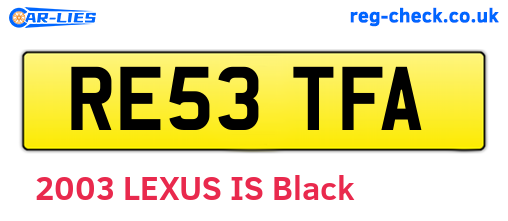RE53TFA are the vehicle registration plates.