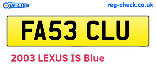 FA53CLU are the vehicle registration plates.