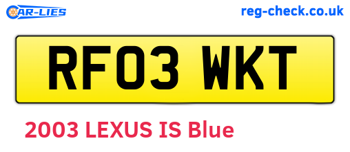 RF03WKT are the vehicle registration plates.