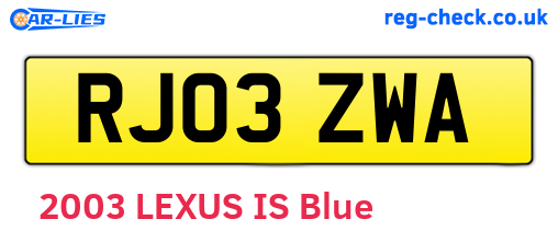 RJ03ZWA are the vehicle registration plates.