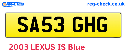 SA53GHG are the vehicle registration plates.