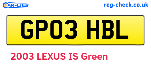 GP03HBL are the vehicle registration plates.