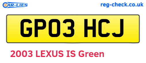 GP03HCJ are the vehicle registration plates.