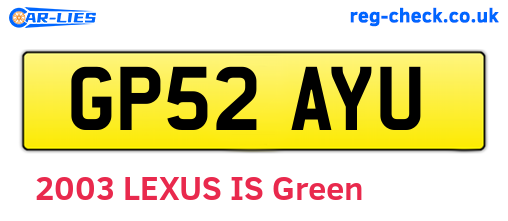 GP52AYU are the vehicle registration plates.