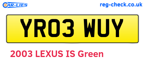 YR03WUY are the vehicle registration plates.