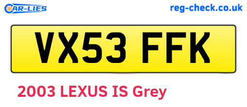 VX53FFK are the vehicle registration plates.