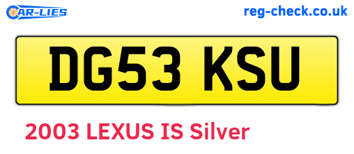 DG53KSU are the vehicle registration plates.