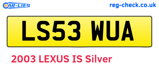 LS53WUA are the vehicle registration plates.