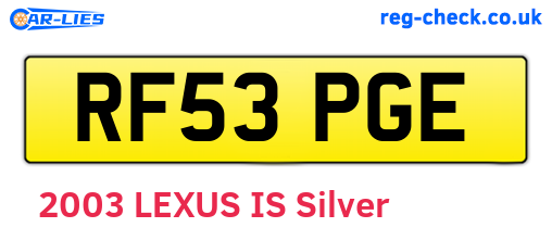 RF53PGE are the vehicle registration plates.